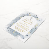 Invitation En Aluminium Blue foliage First Holy Communion (Rotation)