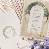 Invitation En Aluminium Blue Gold Mariage Art Nouveau Art Déco Mucha