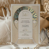 Invitation En Aluminium Blue Gold Mariage Art Nouveau Art Déco Mucha