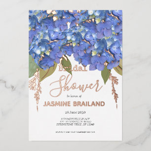 Invitation En Aluminium Blue Hydrangea Blooms Fête des mariées personnalis