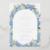 Invitation En Aluminium Blue Hydrangea Roses blanches Mariage d'arche fleu (Recto)