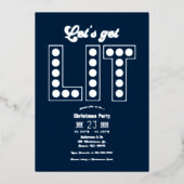 Invitation En Aluminium Blue Ice Let's Get Lit Retro Christmas Party (Recto)
