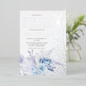 Invitation En Aluminium Blue Rose 70e anniversaire fête Argent (Debout devant)