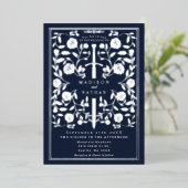 Invitation En Aluminium Blue Royal Medieval Silver Sword Wedding Details (Debout devant)