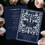 Invitation En Aluminium Blue Royal Medieval Silver Sword Wedding Details<br><div class="desc">Celebrate your special day with this Royal Medieval Sword Wedding design. This design features a frame with a sword and flowers with a place for your wedding details on the back of the cards. PLEASE NOTE: The silver on the back of this product is printed in flat colors and is...</div>