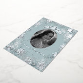Invitation En Aluminium Blue Silver Snowflake Photo Quinceanera  (Rotation)
