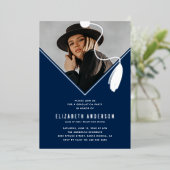 Invitation En Aluminium Blue Silver Tassel Casquette Photo Graduation Part (Debout devant)