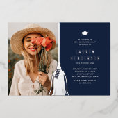 Invitation En Aluminium Blue Silver Tassel Photo Graduation Party (Recto)