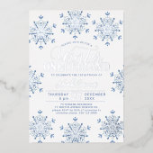 Invitation En Aluminium Blue silver Winter Onederland first birthday (Recto)