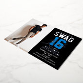 Invitation En Aluminium Blue Swag 16 Anniversaire (Rotation)