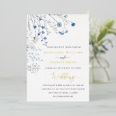 Invitation En Aluminium blue wildflowers winter wedding (Debout devant)