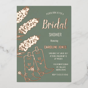 Invitation En Aluminium Bluebonnet Rose Gold Foil Fête des mariées florale