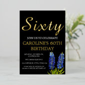 Invitation En Aluminium Bluebonnets 60e anniversaire Blue Gold Chic Glam (Debout devant)