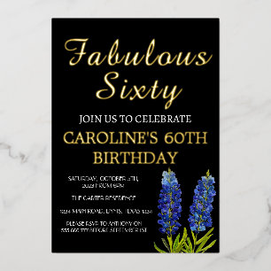 Invitation En Aluminium Bluebonnets 60e anniversaire Blue Gold Chic Glam