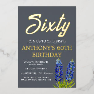 Invitation En Aluminium Bluebonnets 60e anniversaire Marine Blue Gold Texa
