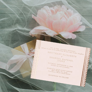 Invitation En Aluminium Blush Art Déco Rose Mariage Feuille D'Or