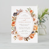 Invitation En Aluminium Blush Burn Orange Floral Folial Mariage (Debout devant)