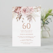 Invitation En Aluminium Blush & Dusty Rose 60e anniversaire Rose de fête G (Debout devant)