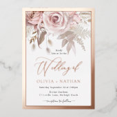 Invitation En Aluminium Blush Dusty Rose Elegance Rose Gold Border Wedding (Recto)