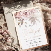 Invitation En Aluminium Blush Dusty Rose Elegance Rose Gold Border Wedding