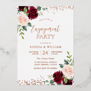 Invitation En Aluminium Blush Floral Rose Gold Foil Engagement