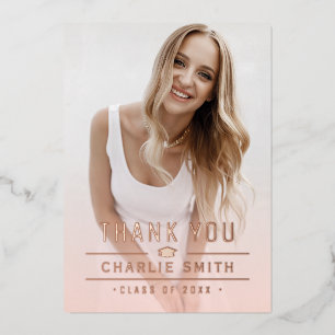 Invitation En Aluminium Blush Modern Typographie 2 Photo Grad Merci