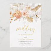Invitation En Aluminium Blush & or Floral Mariage or (Recto)