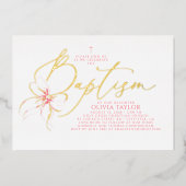 Invitation En Aluminium Blush Pink Bow Elegant Minimalist Girl Baptism (Recto)