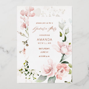 Invitation En Aluminium Blush Pink & Eucalyptus Floral Graduation Party