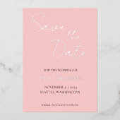 Invitation En Aluminium Blush Pink style simple mariage Enregistrer la dat (Recto)