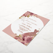 Invitation En Aluminium Blush Quinceanera Fleurs & Robe Rose Gold Script (Rotation)