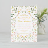 Invitation En Aluminium Blush rose Floral Botanique Élégant Mariage Or F (Debout devant)