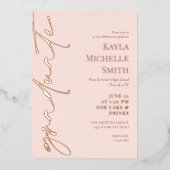 Invitation En Aluminium Blush Rose Gold Calligraphy Brass Graduation Party (Recto)