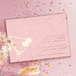 Invitation En Aluminium Blush Rose Gold Foil Martini Bachelorette Party<br><div class="desc">Un vrai papier d'aluminium est là ! Feuille d'or rose sur arrière - plan de couleur personnalisée; choisissez entre l'or classique,  l'argent ou l'or rose. Tout le texte est modifiable pour votre événement festif.</div>