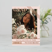 Invitation En Aluminium Blush Rose Gold Lines (Debout devant)