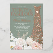 Invitation En Aluminium  Blush & Sage 30th Birthday Rose Gold Gown (Recto)