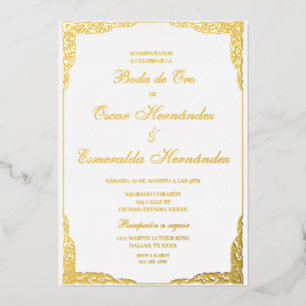 Invitation En Aluminium Boda de oro élégante éditable