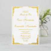 Invitation En Aluminium Boda de oro élégante éditable (Debout devant)