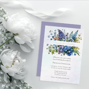 Invitation En Aluminium Bohème Bleu Violet Aquarelle Brunch & Bubbly