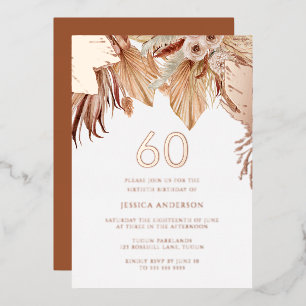 Invitation En Aluminium Bohème Bohème Floral 60ème anniversaire Rose de fê