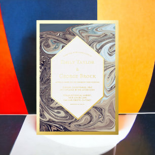 Invitation En Aluminium Bohème minimal Tone Terre Abstrait Mariage Or