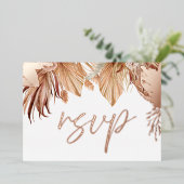 Invitation En Aluminium Bohème séché Floral Mariage Rose Gold Foil RSVP (Debout devant)