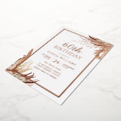 Invitation En Aluminium Bohemian Boho 60e anniversaire Rose de fête d'or (Rotation)