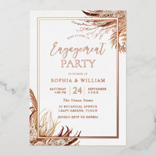 Invitation En Aluminium Bohemian Boho Engagement Party Rose Gold