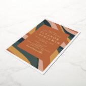 Invitation En Aluminium Boho Abstrait Wavy Lines Terracotta Mariage Gold (Rotation)