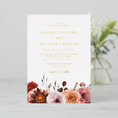 Invitation En Aluminium Boho Aquarelle Automne Fleur Garland Mariage de au (Debout devant)