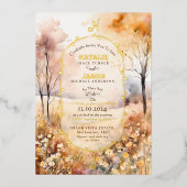 Invitation En Aluminium Boho Aquarelle Automne Nature Monogramme Mariage (Recto)