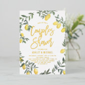 Invitation En Aluminium Boho Aquarelle Citron Wreath Couples Douche (Debout devant)