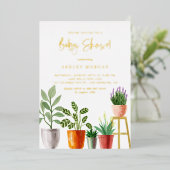 Invitation En Aluminium Boho Aquarelle intérieure Baby shower Plante (Debout devant)