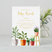 Invitation En Aluminium Boho Aquarelle intérieure Baby shower Plante Brunc (Debout devant)
